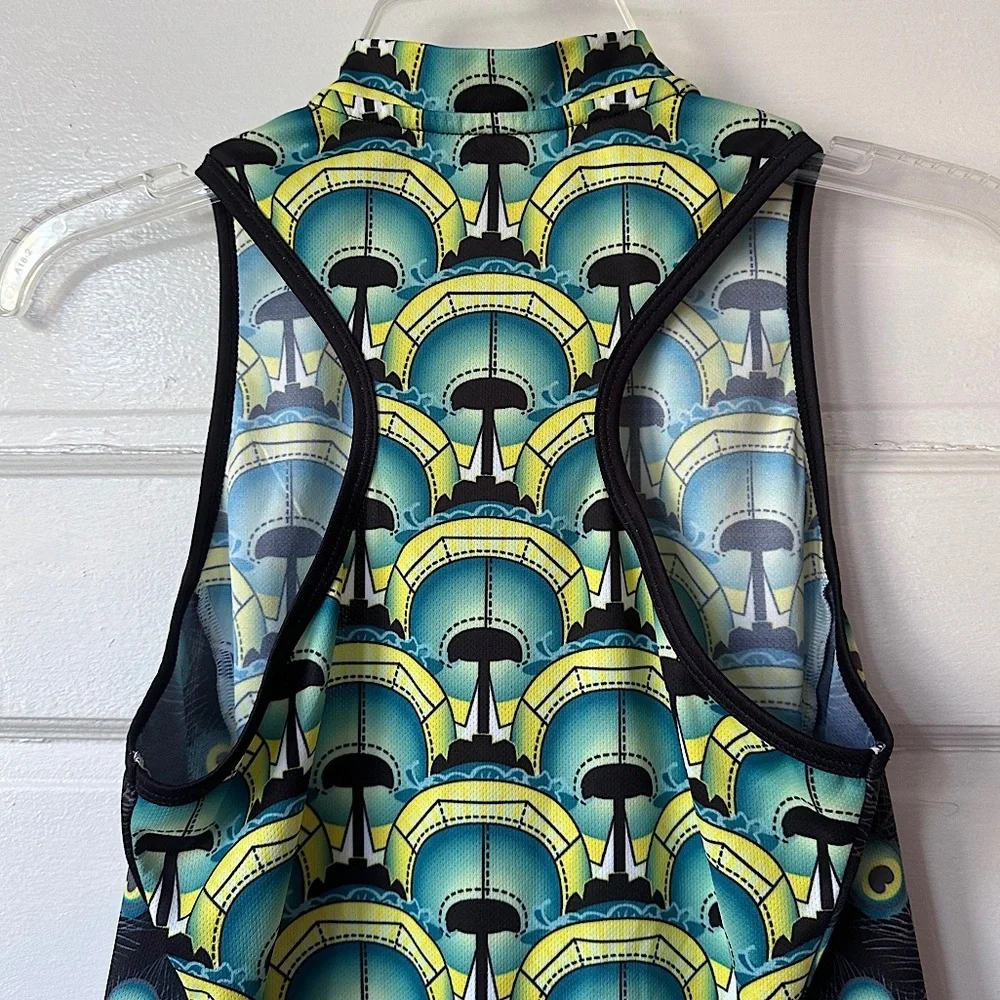 3/$20💥 Terry Women’s Cycling Tank Top‎ S 1/4 Zip Stretch Colorful Geometric - Picture 9 of 17